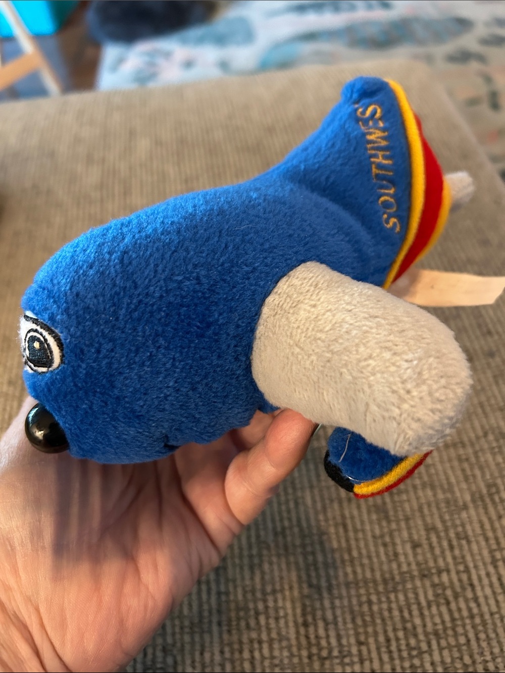 Southwest Airlines Plush Blue Airplane Toy with cute eyes and nose features